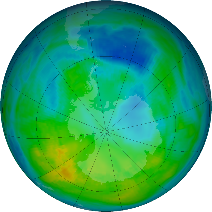 Antarctic ozone map for 21 April 1981
